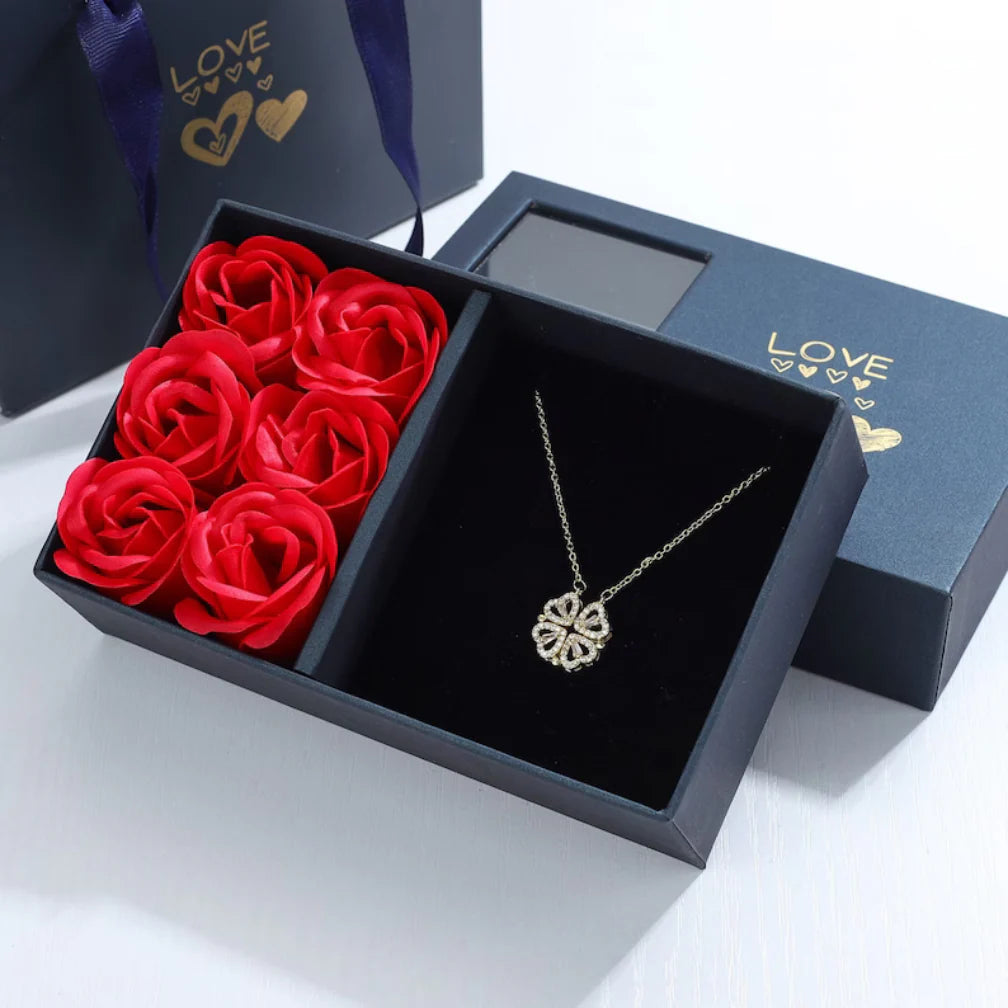 Boite cadeau+6 roses éternelles+ Sac
