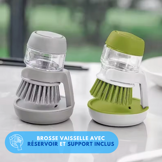 Brosse de vaisselle avec réservoir et support