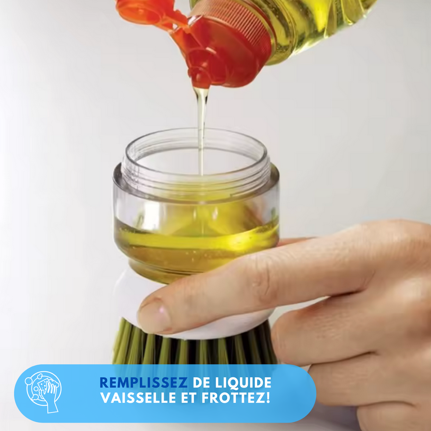 Brosse de vaisselle avec réservoir et support