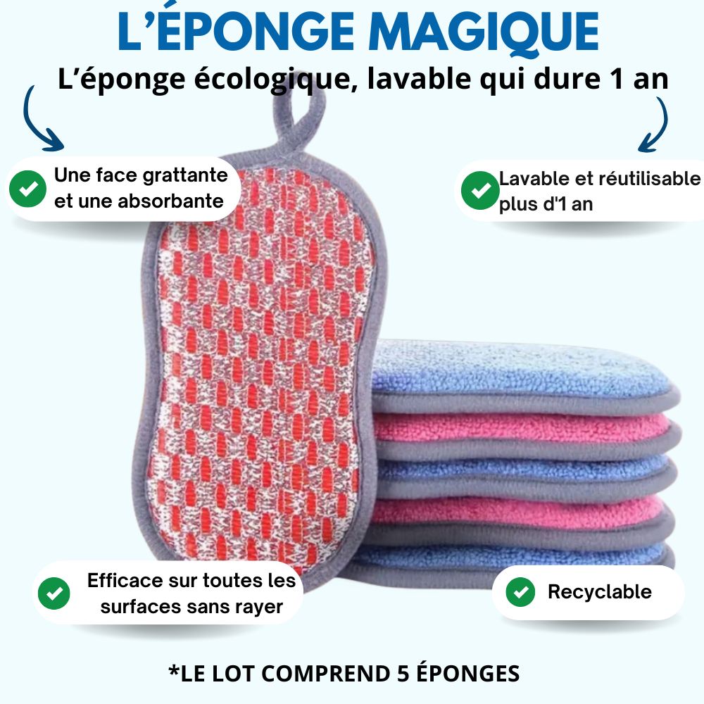 Lot de 5 éponges magiques lavable et réutilisable