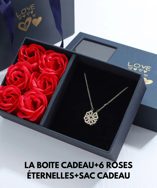 Boite cadeau+6 roses éternelles+ Sac
